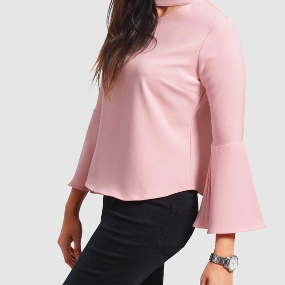 OLGYN Women’s Bell-Sleeve Pink Top - Picture 2 of 5